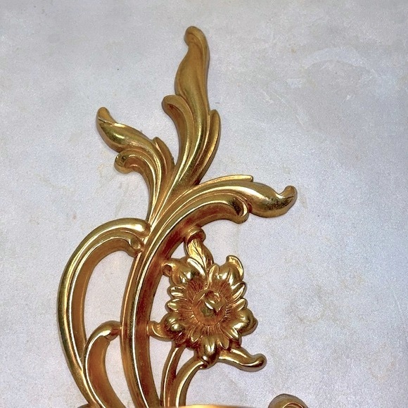 Dart Syroco Pair of 2 Gold Resin Wall Candle Holders Sconces Excellent Condition - Picture 6 of 14